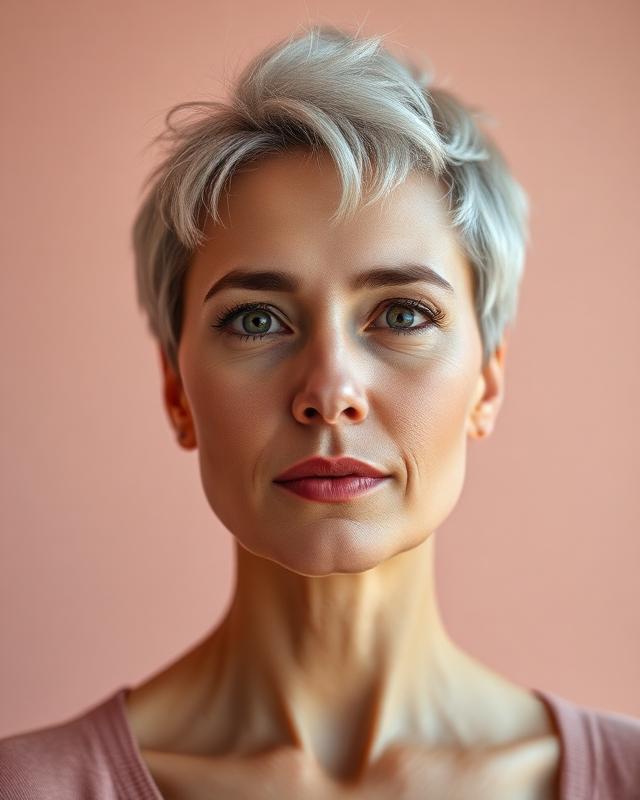 Syntetiskt exempel på frisyren mjuk pixie